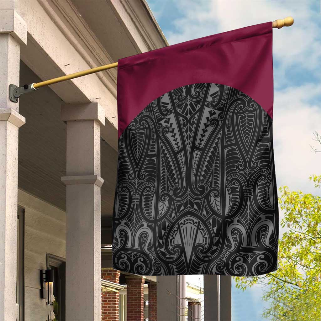 Queensland Maori Rugby Nga Hau e Wha Garden Flag Maroon Motif