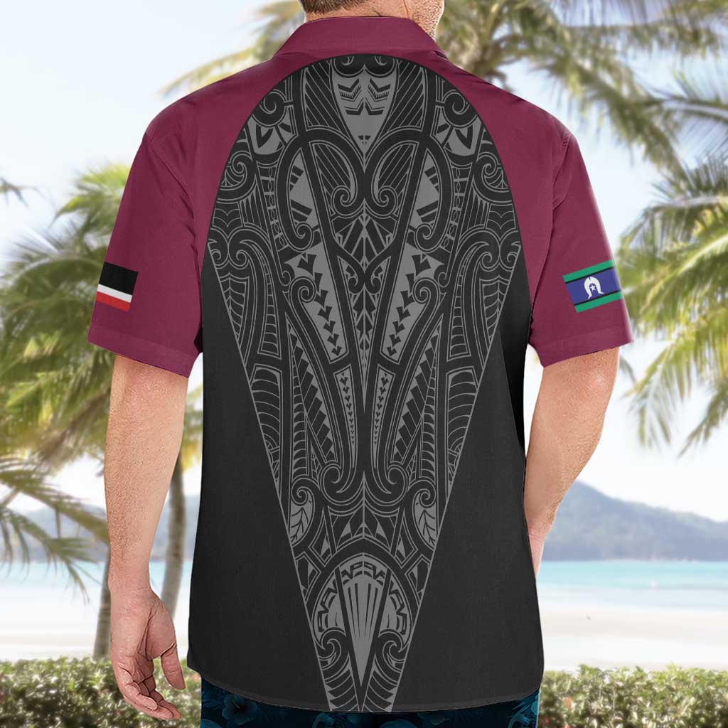 Queensland Maori Rugby Nga Hau e Wha Hawaiian Shirt Maroon Motif