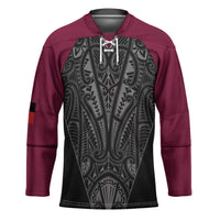Queensland Maori Rugby Nga Hau e Wha Hockey Jersey Maroon Motif - Polynesian Pride