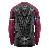 Queensland Maori Rugby Nga Hau e Wha Long Sleeve Shirt Maroon Motif