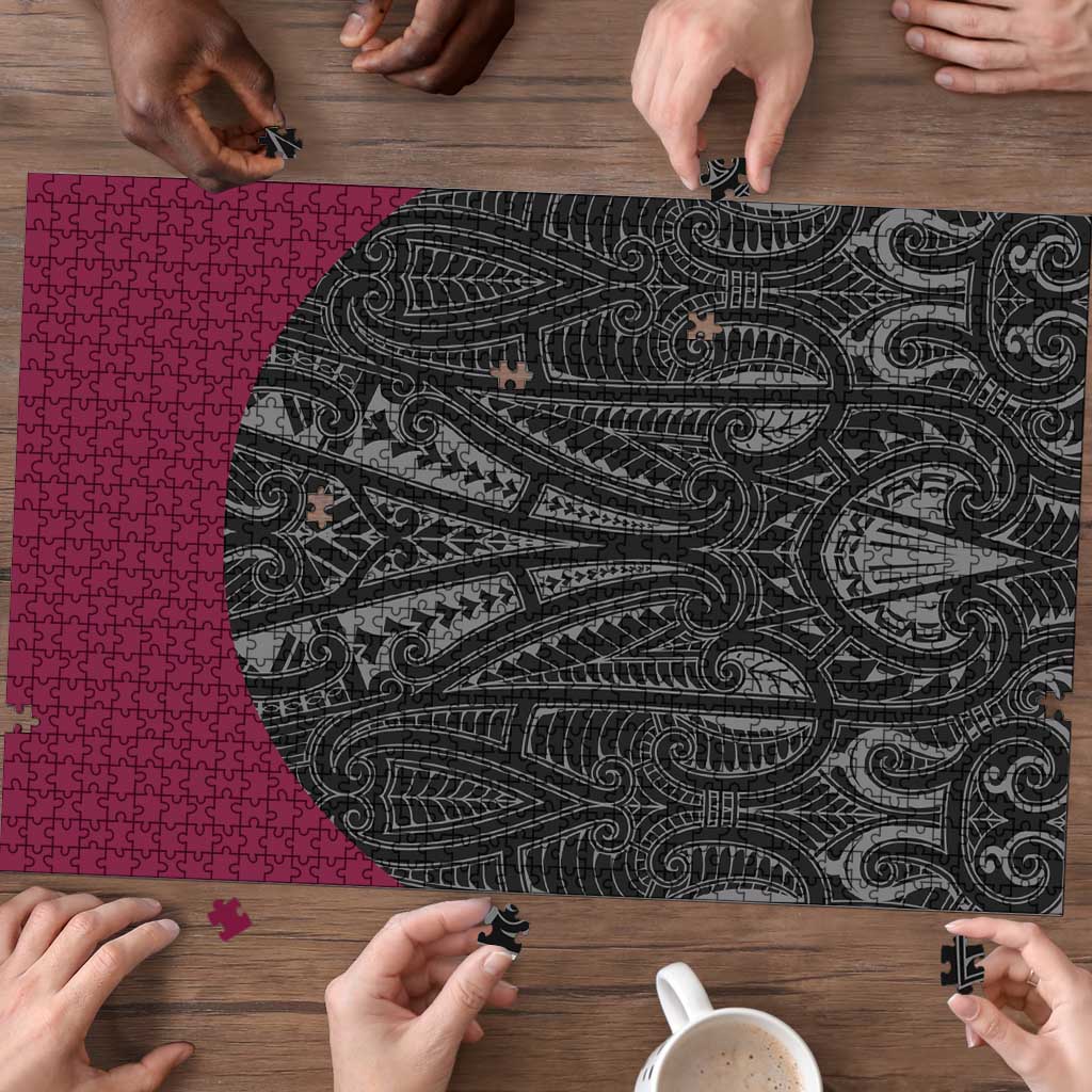 Queensland Maori Rugby Nga Hau e Wha Puzzle Maroon Motif - Polynesian Pride