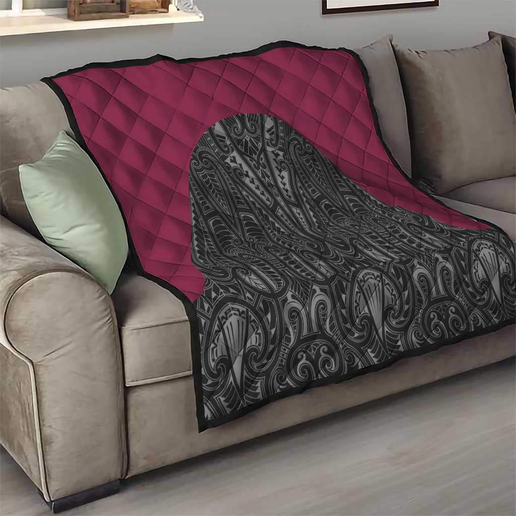 Queensland Maori Rugby Nga Hau e Wha Quilt Maroon Motif