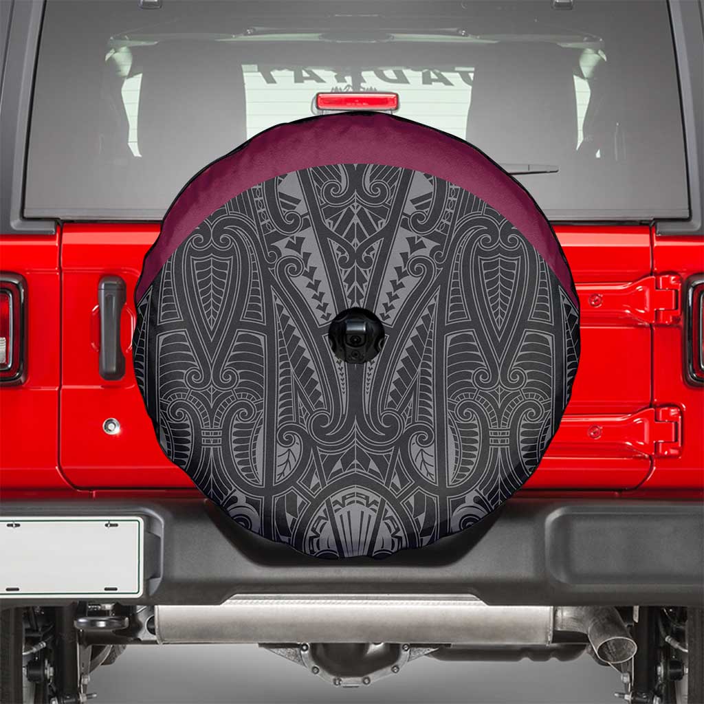 Queensland Maori Rugby Nga Hau e Wha Spare Tire Cover Maroon Motif