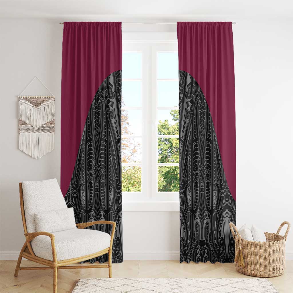 Queensland Maori Rugby Nga Hau e Wha Window Curtain Maroon Motif LT9 - Polynesian Pride