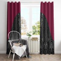 Queensland Maori Rugby Nga Hau e Wha Window Curtain Maroon Motif LT9 - Polynesian Pride