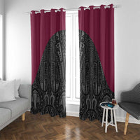 Queensland Maori Rugby Nga Hau e Wha Window Curtain Maroon Motif LT9 With Grommets Maroon - Polynesian Pride