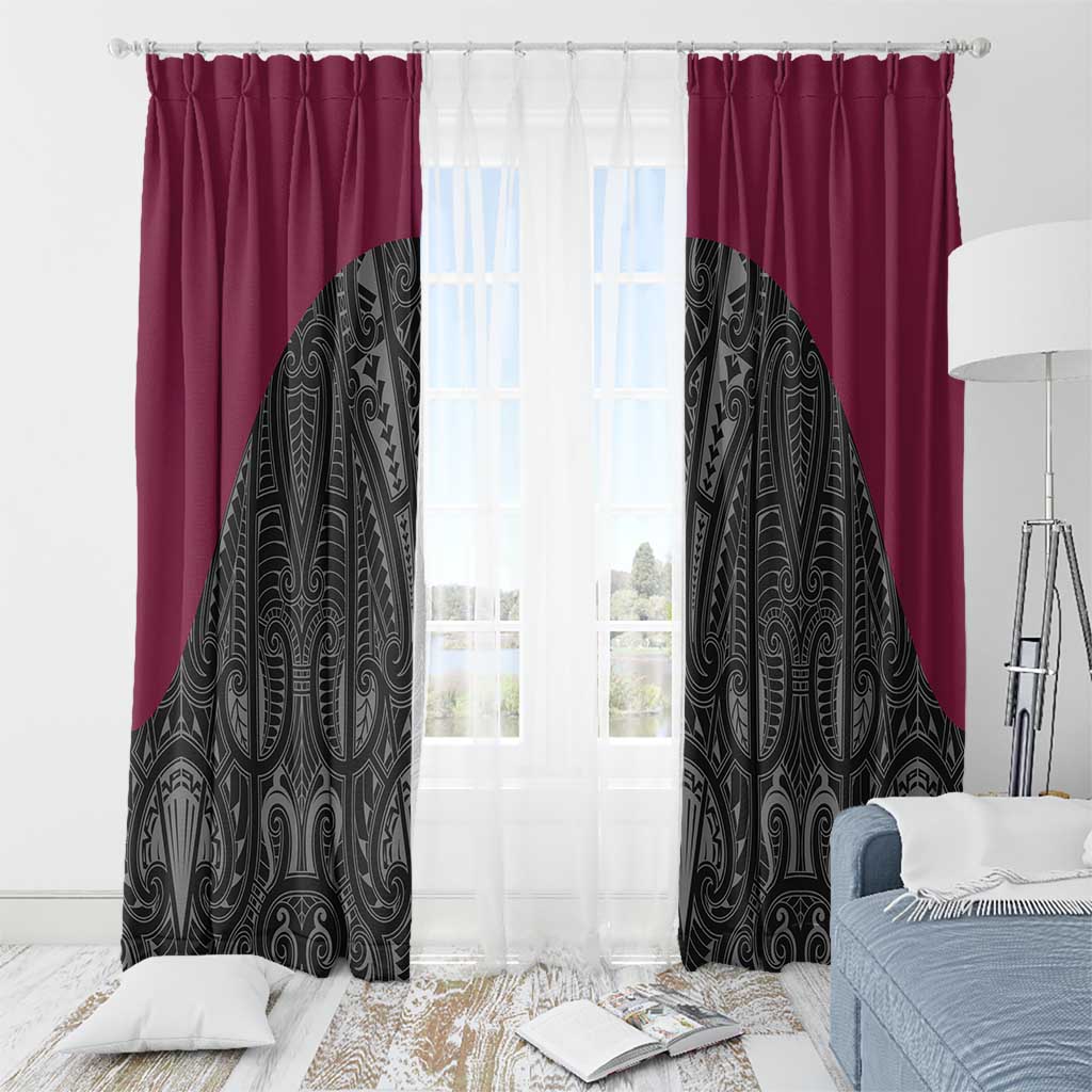 Queensland Maori Rugby Nga Hau e Wha Window Curtain Maroon Motif LT9 - Polynesian Pride