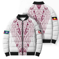 Queensland Maori Rugby Nga Hau e Wha Bomber Puffer Jacket White Motif - Polynesian Pride