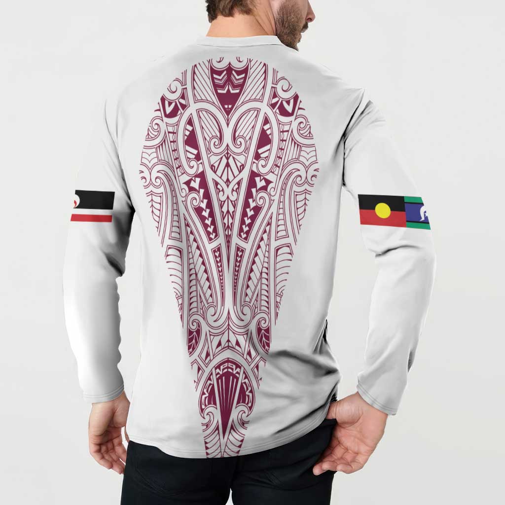 Queensland Maori Rugby Nga Hau e Wha Button Sweatshirt White Motif