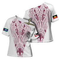 Queensland Maori Rugby Nga Hau e Wha Cross Shoulder Shirt White Motif - Polynesian Pride