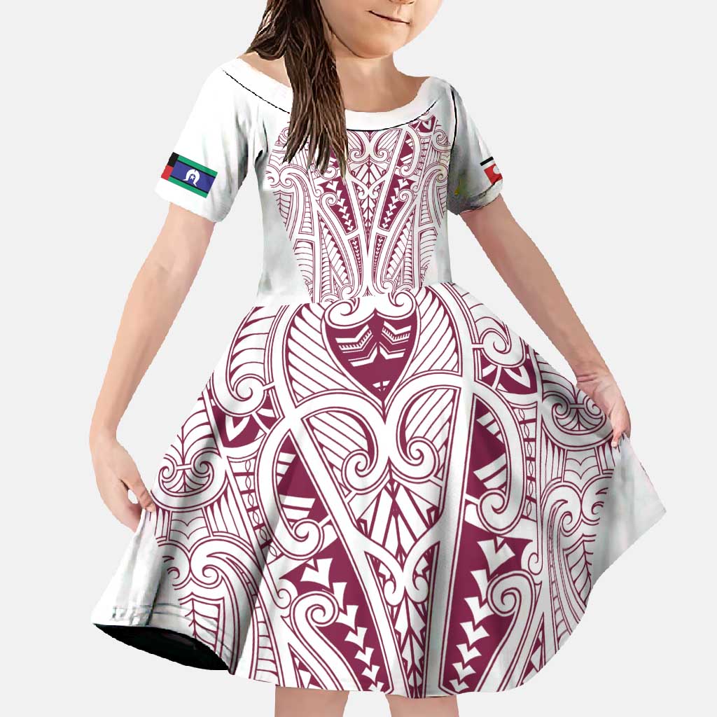 Queensland Maori Rugby Nga Hau e Wha Family Matching Mermaid Dress and Hawaiian Shirt White Motif