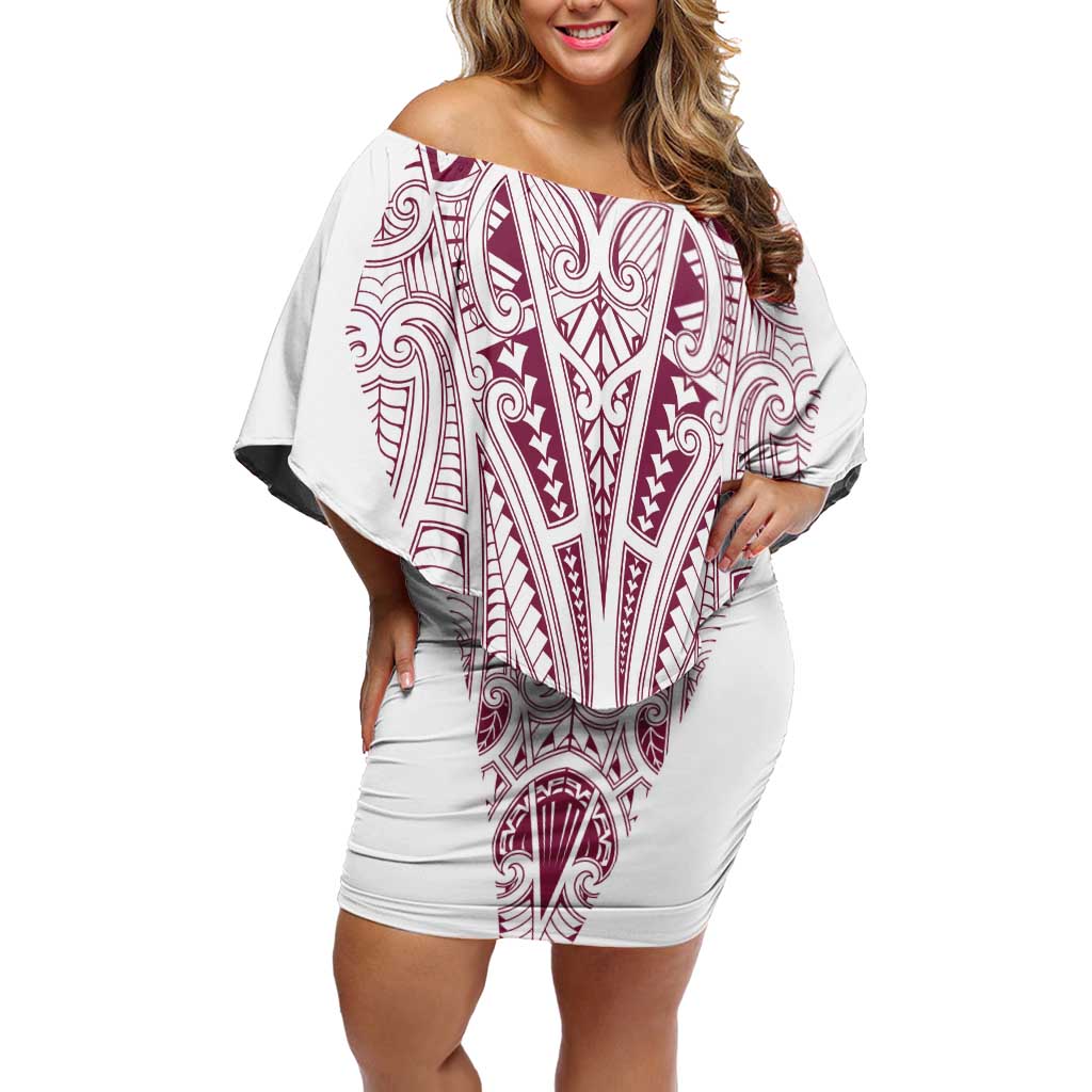 Queensland Maori Rugby Nga Hau e Wha Family Matching Off Shoulder Short Dress and Hawaiian Shirt White Motif
