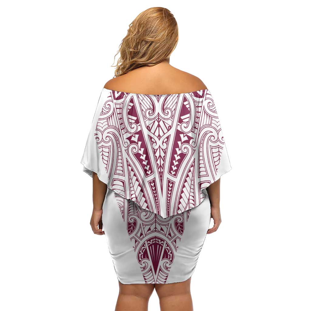 Queensland Maori Rugby Nga Hau e Wha Family Matching Off Shoulder Short Dress and Hawaiian Shirt White Motif