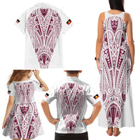 Queensland Maori Rugby Nga Hau e Wha Family Matching Tank Maxi Dress and Hawaiian Shirt White Motif