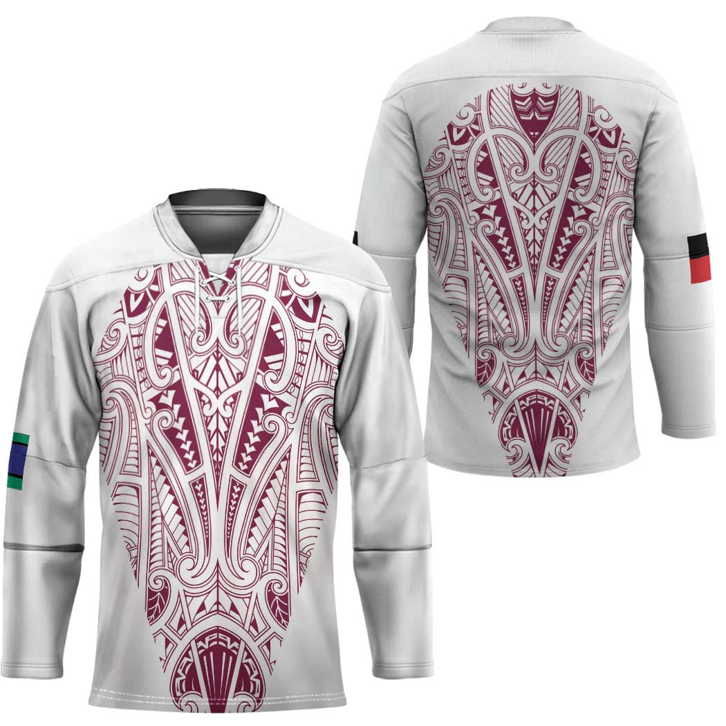Queensland Maori Rugby Nga Hau e Wha Hockey Jersey White Motif - Polynesian Pride