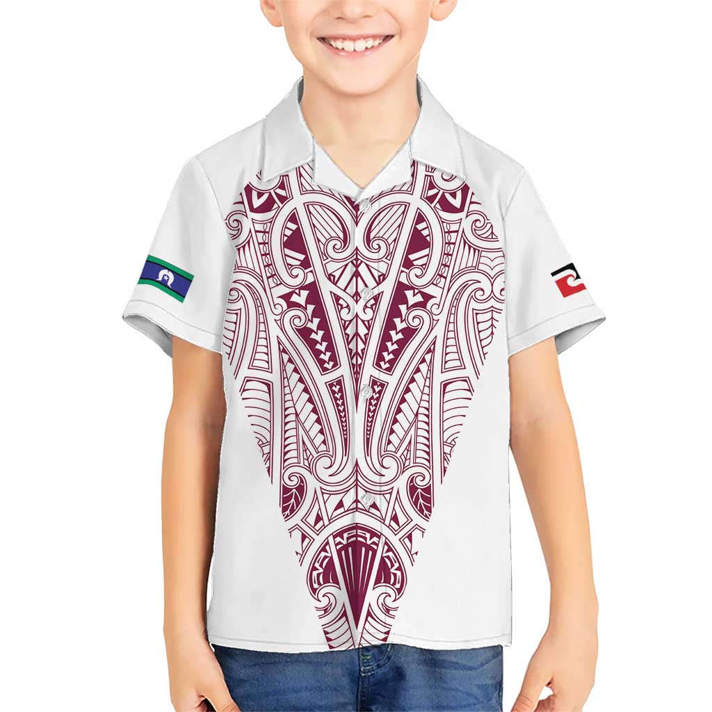 Queensland Maori Rugby Nga Hau e Wha Kid Hawaiian Shirt White Motif