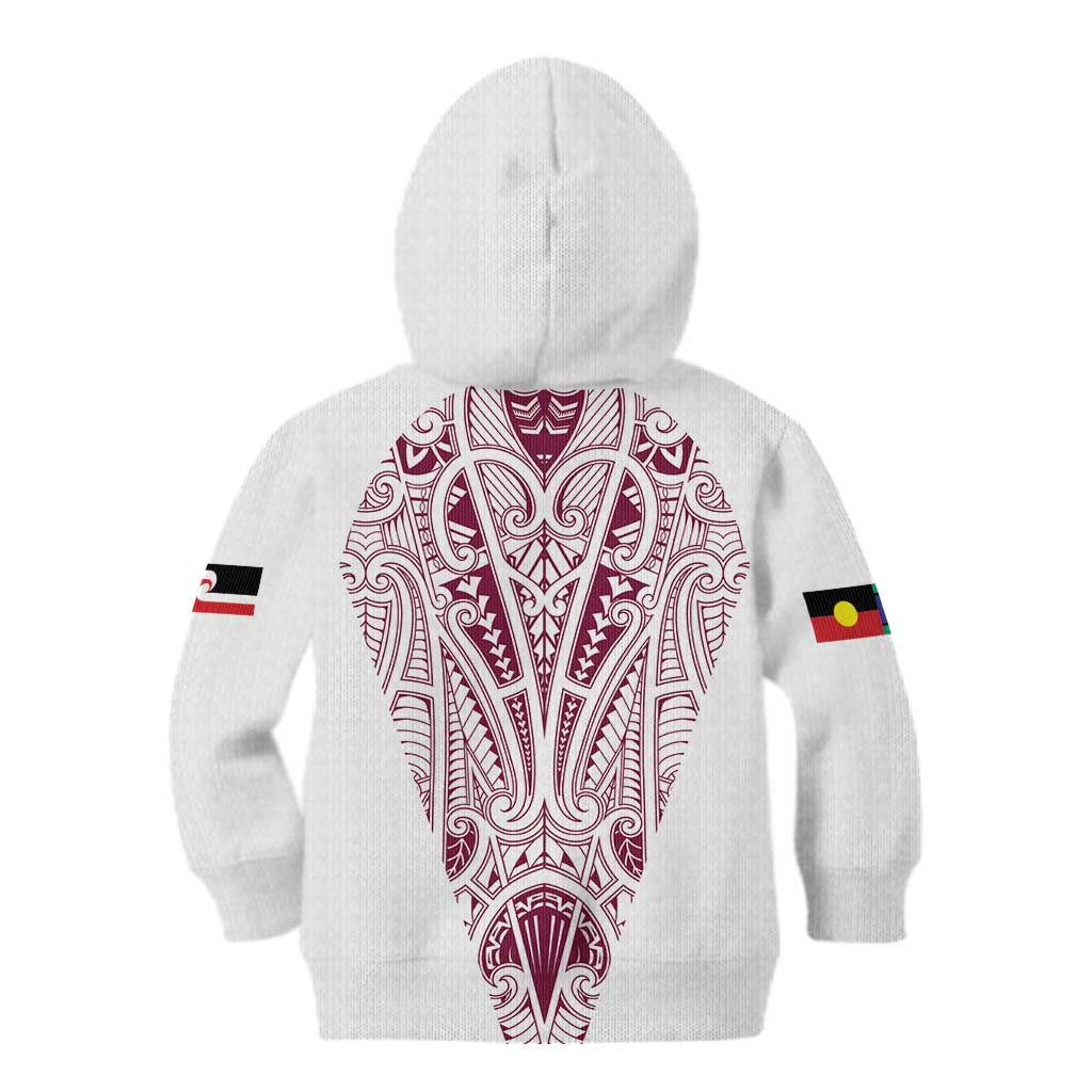 Queensland Maori Rugby Nga Hau e Wha Kid Hoodie White Motif