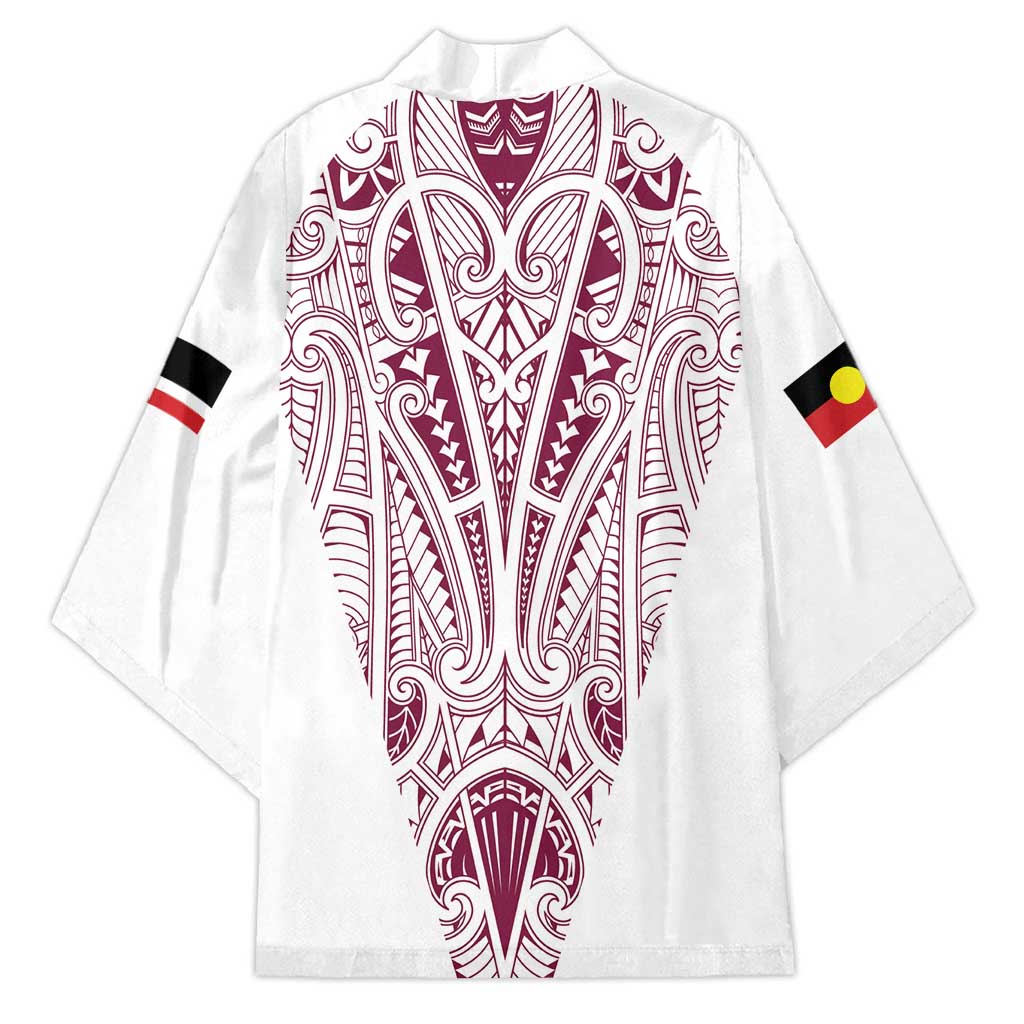 Queensland Maori Rugby Nga Hau e Wha Kimono White Motif - Polynesian Pride
