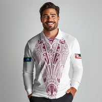 Queensland Maori Rugby Nga Hau e Wha Long Sleeve Polo Shirt White Motif