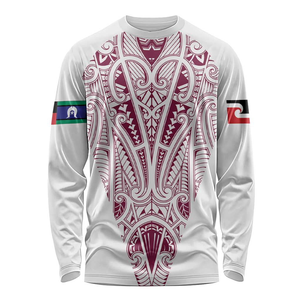 Queensland Maori Rugby Nga Hau e Wha Long Sleeve Shirt White Motif