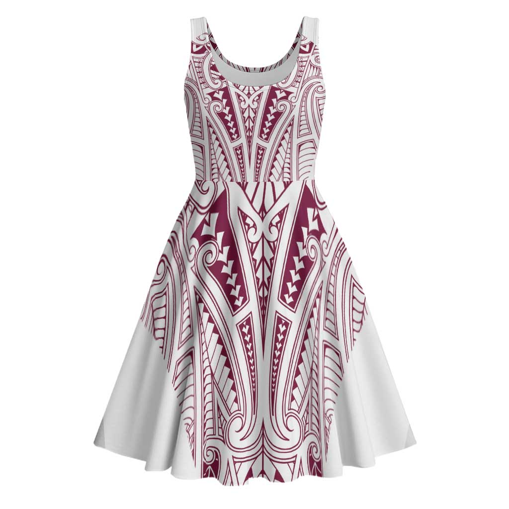 Queensland Maori Rugby Nga Hau e Wha Midi Dress White Motif LT9 White - Polynesian Pride