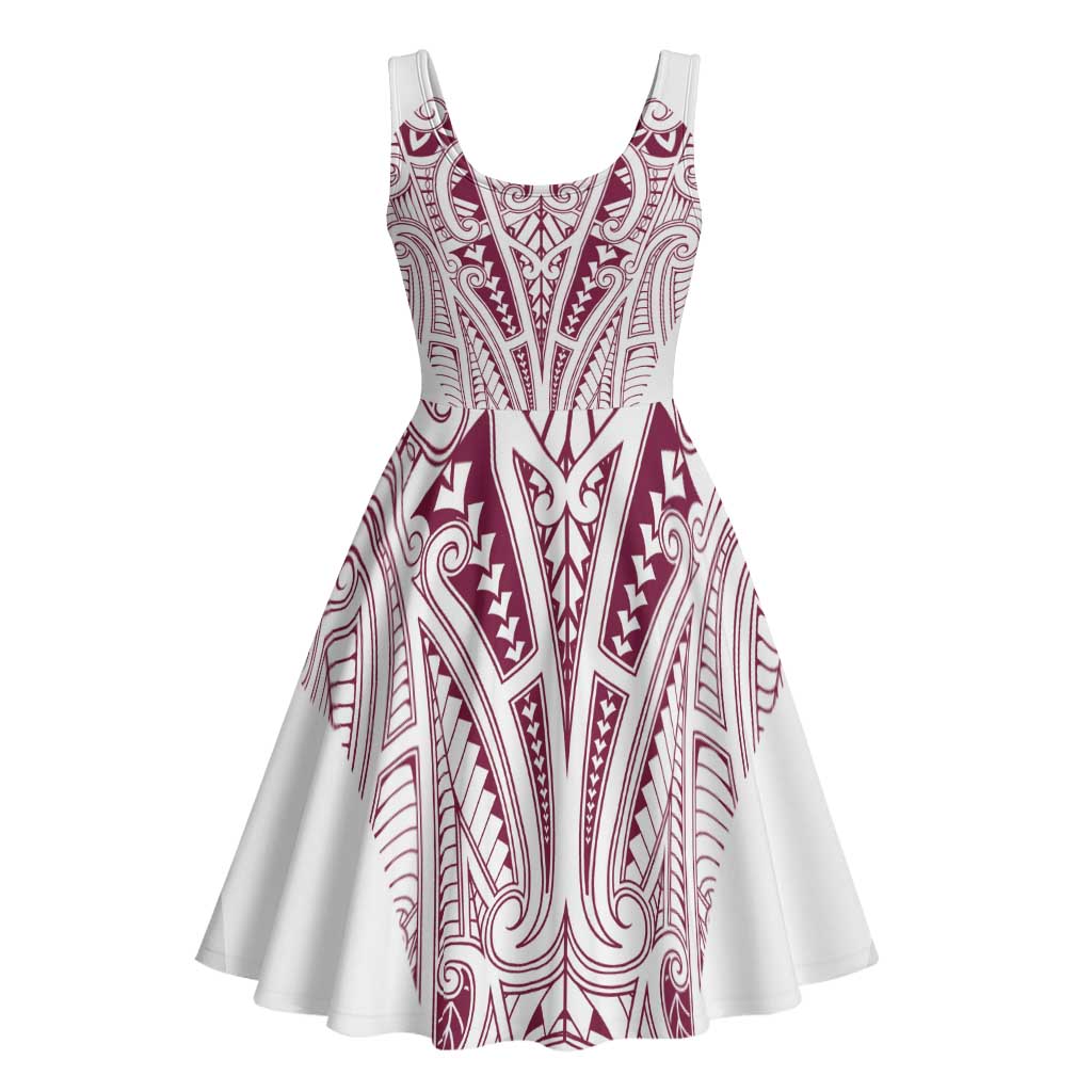 Queensland Maori Rugby Nga Hau e Wha Midi Dress White Motif LT9 - Polynesian Pride