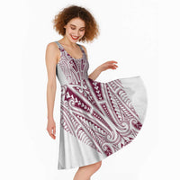 Queensland Maori Rugby Nga Hau e Wha Midi Dress White Motif LT9 - Polynesian Pride