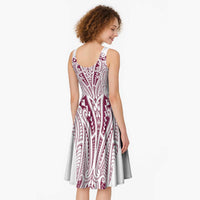 Queensland Maori Rugby Nga Hau e Wha Midi Dress White Motif LT9 - Polynesian Pride