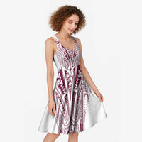 Queensland Maori Rugby Nga Hau e Wha Midi Dress White Motif LT9 - Polynesian Pride