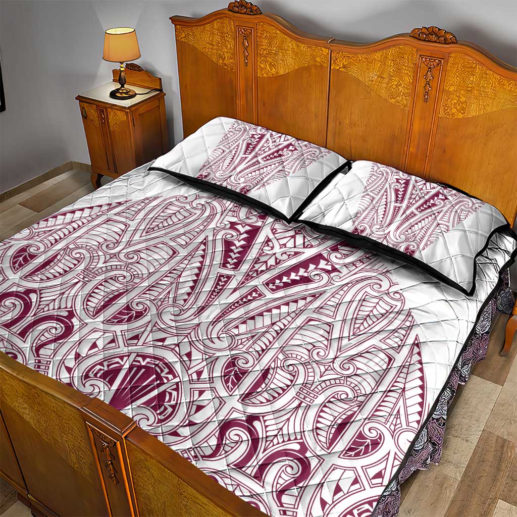 Queensland Maori Rugby Nga Hau e Wha Quilt Bed Set White Motif