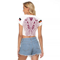 Queensland Maori Rugby Nga Hau e Wha Raglan Cropped T Shirt White Motif