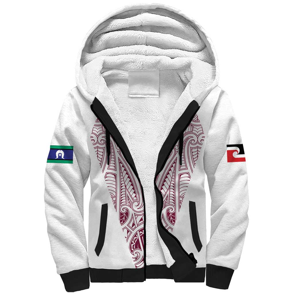 Queensland Maori Rugby Nga Hau e Wha Sherpa Hoodie White Motif