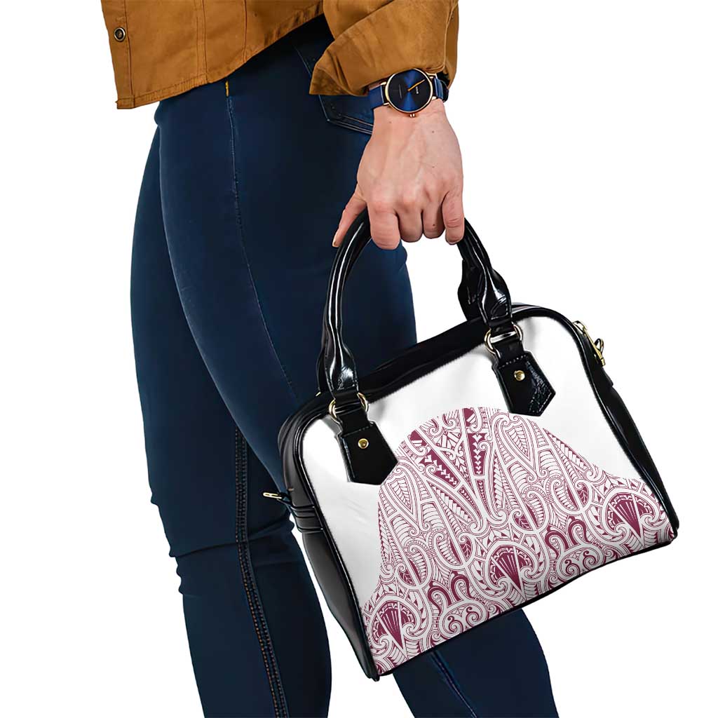 Queensland Maori Rugby Nga Hau e Wha Shoulder Handbag White Motif