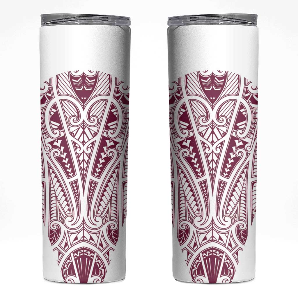 Queensland Maori Rugby Nga Hau e Wha Skinny Tumbler White Motif LT9 White - Polynesian Pride