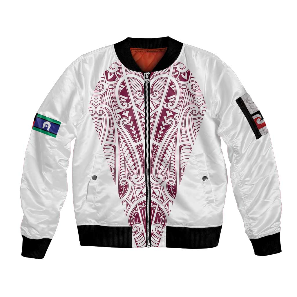 Queensland Maori Rugby Nga Hau e Wha Sleeve Zip Bomber Jacket White Motif