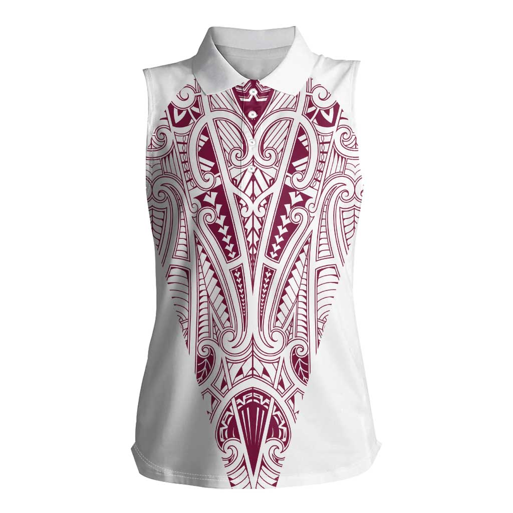 Queensland Maori Rugby Nga Hau e Wha Women Sleeveless Polo Shirt White Motif