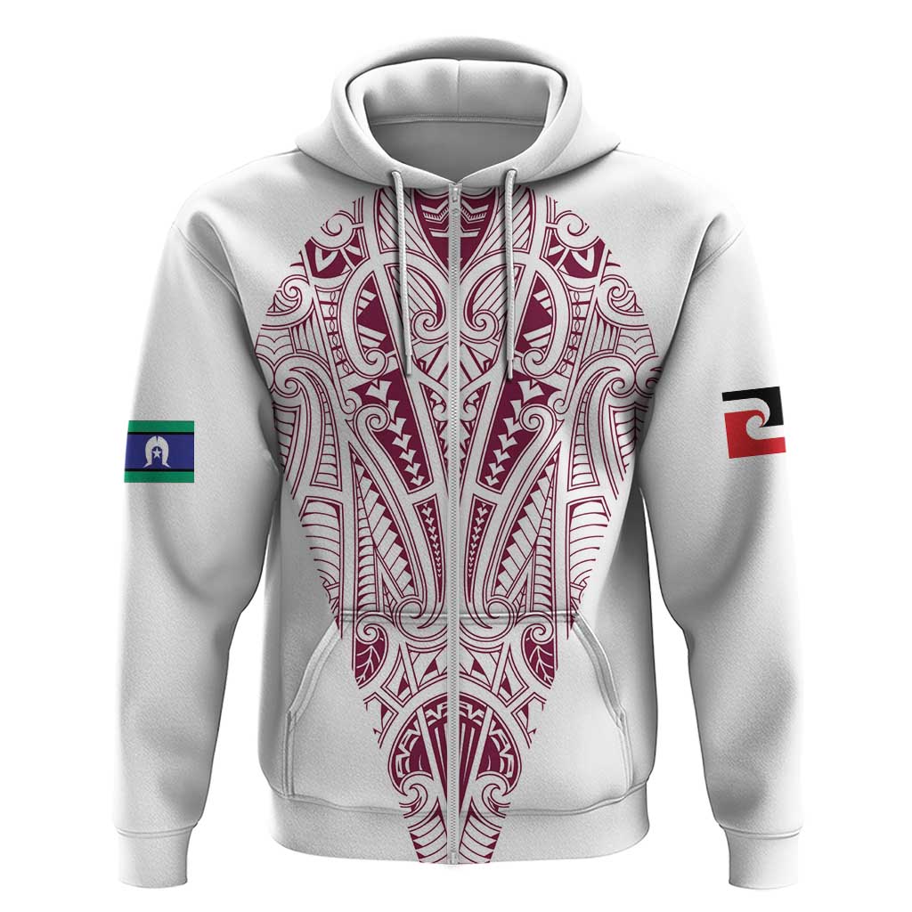 Queensland Maori Rugby Nga Hau e Wha Zip Hoodie White Motif