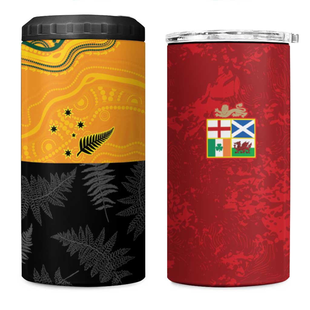 Custom British Lions-AUNZ 4 in 1 Can Cooler Tumbler Australia-New Zealand Indigenous Motif LT9 One Size: 16 oz Red - Polynesian Pride