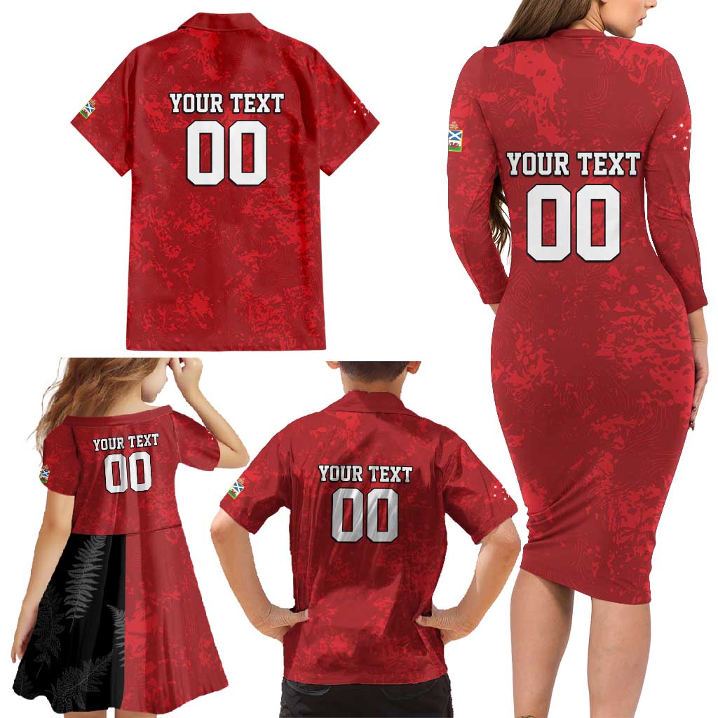 Custom British Lions-AUNZ Family Matching Long Sleeve Bodycon Dress and Hawaiian Shirt Australia-New Zealand Indigenous Motif