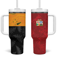 Custom British Lions-AUNZ Tumbler With Handle Australia-New Zealand Indigenous Motif LT9 One Size: 40 oz Red - Polynesian Pride