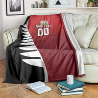 Custom British Lions New Zealand Blanket Half Black Fern LT9 Red - Polynesian Pride