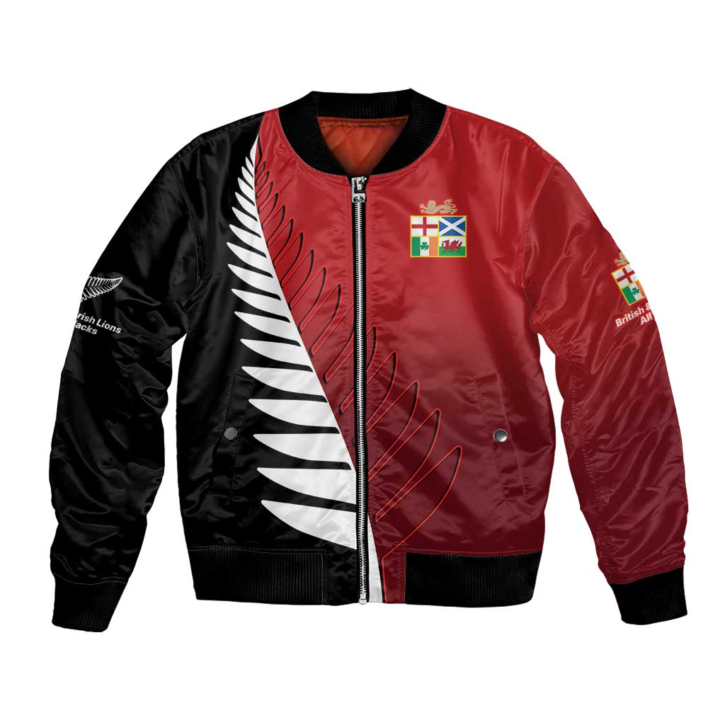 Custom British Lions New Zealand Bomber Jacket Half Black Fern