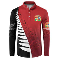 Custom British Lions New Zealand Button Sweatshirt Half Black Fern