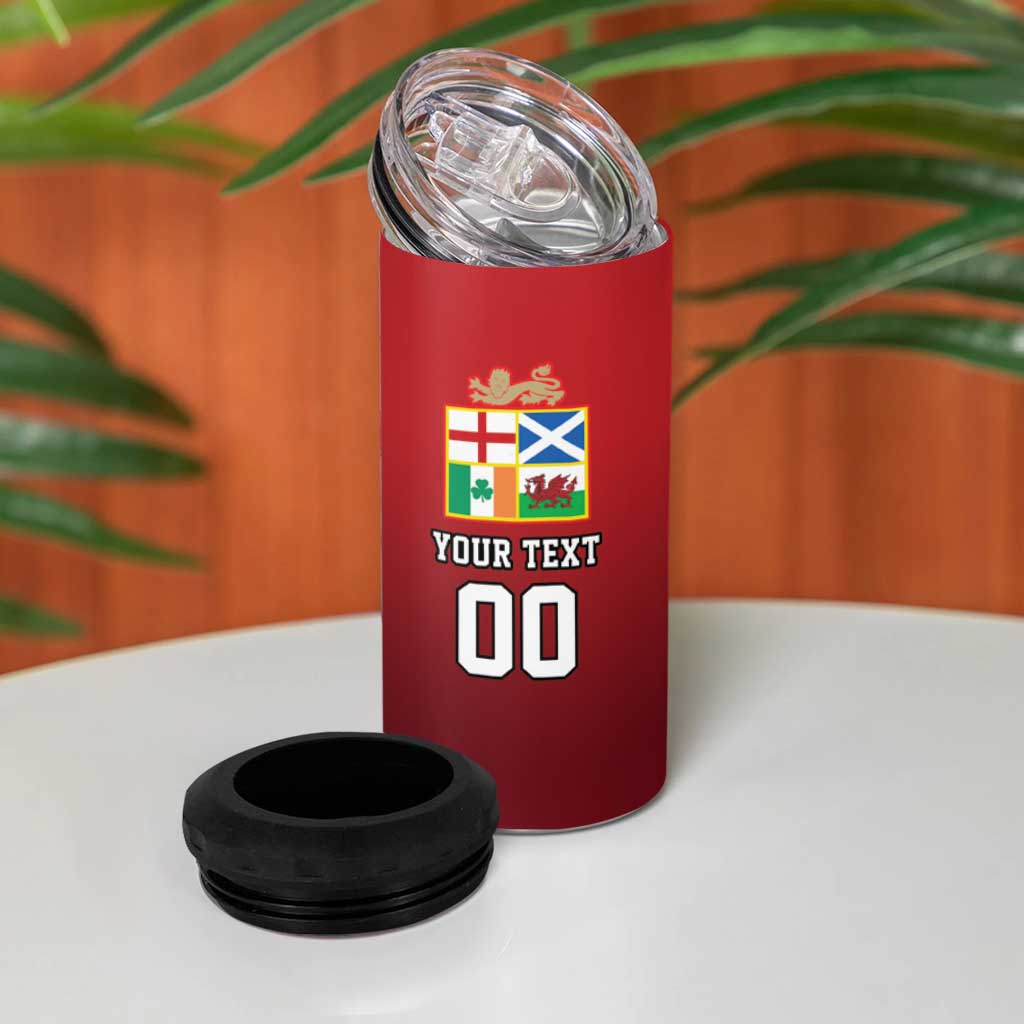 Custom British Lions New Zealand 4 in 1 Can Cooler Tumbler Half Black Fern LT9 - Polynesian Pride