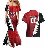 Custom British Lions New Zealand Couples Matching Mermaid Dress and Hawaiian Shirt Half Black Fern