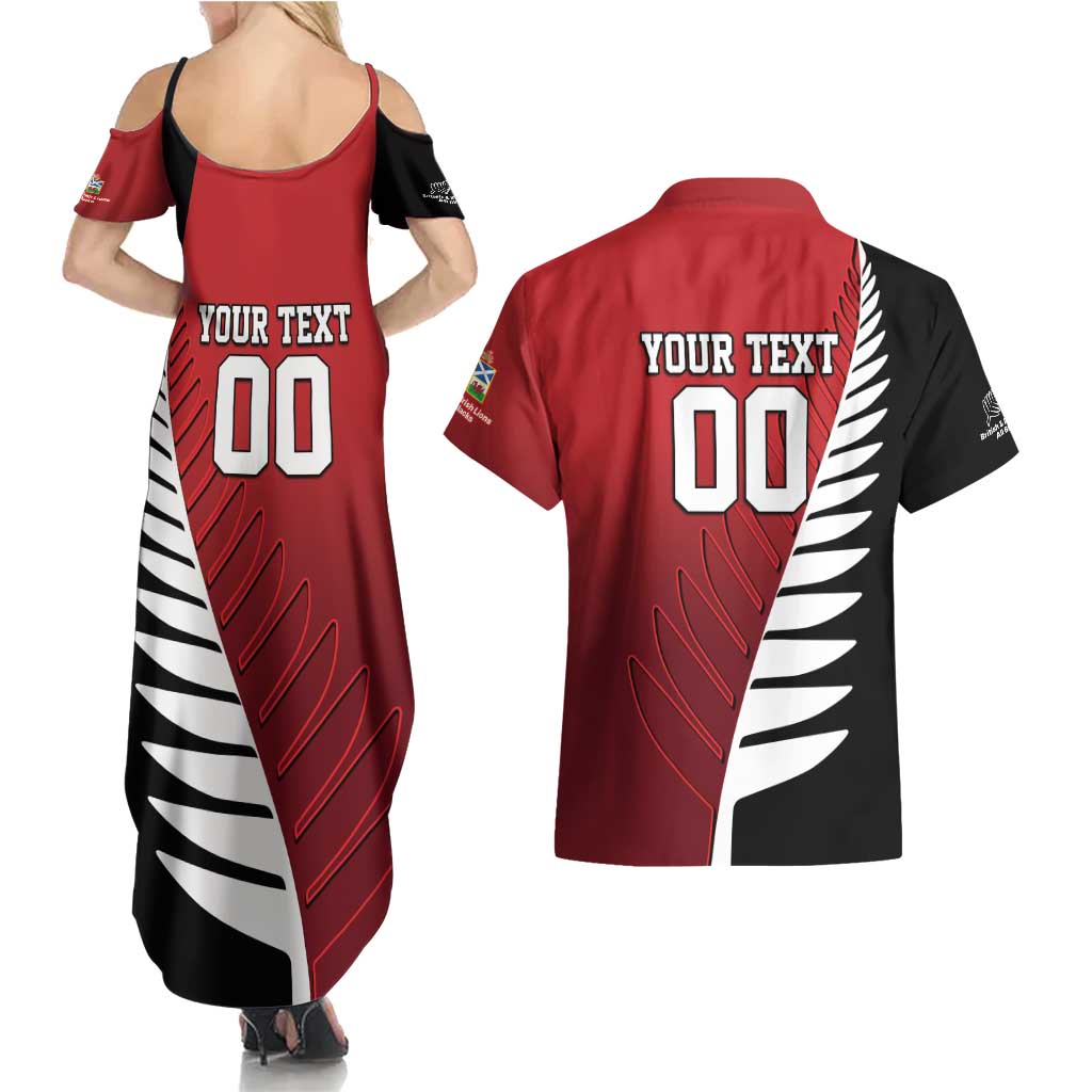 Custom British Lions New Zealand Couples Matching Summer Maxi Dress and Hawaiian Shirt Half Black Fern