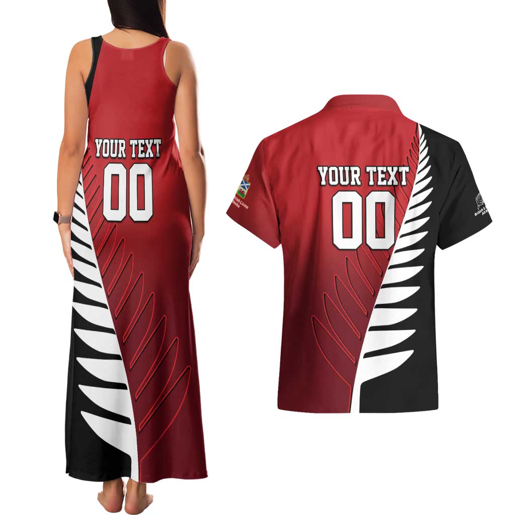 Custom British Lions New Zealand Couples Matching Tank Maxi Dress and Hawaiian Shirt Half Black Fern