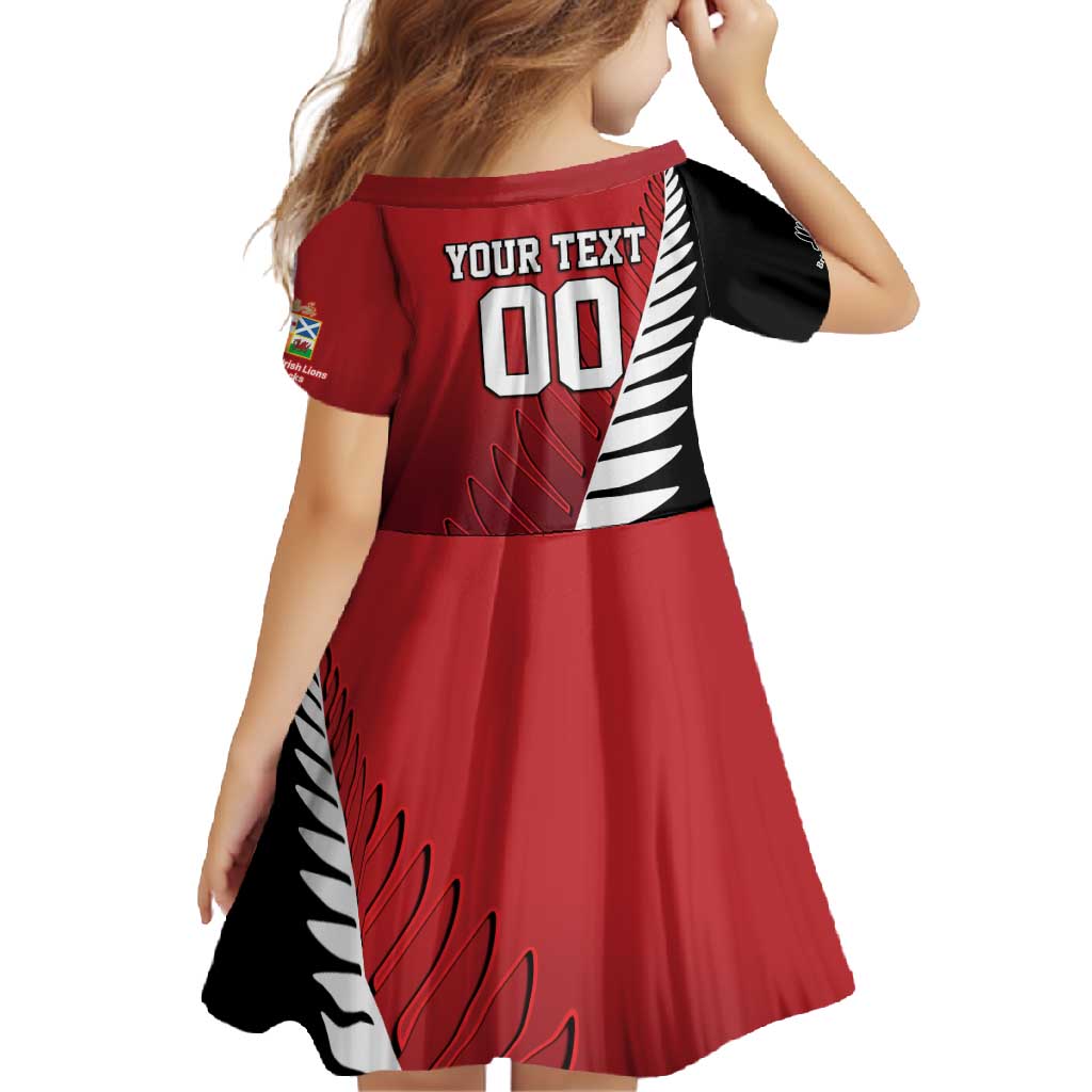 Custom British Lions New Zealand Family Matching Long Sleeve Bodycon Dress and Hawaiian Shirt Half Black Fern