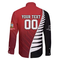 Custom British Lions New Zealand Family Matching Off The Shoulder Long Sleeve Dress and Hawaiian Shirt Half Black Fern