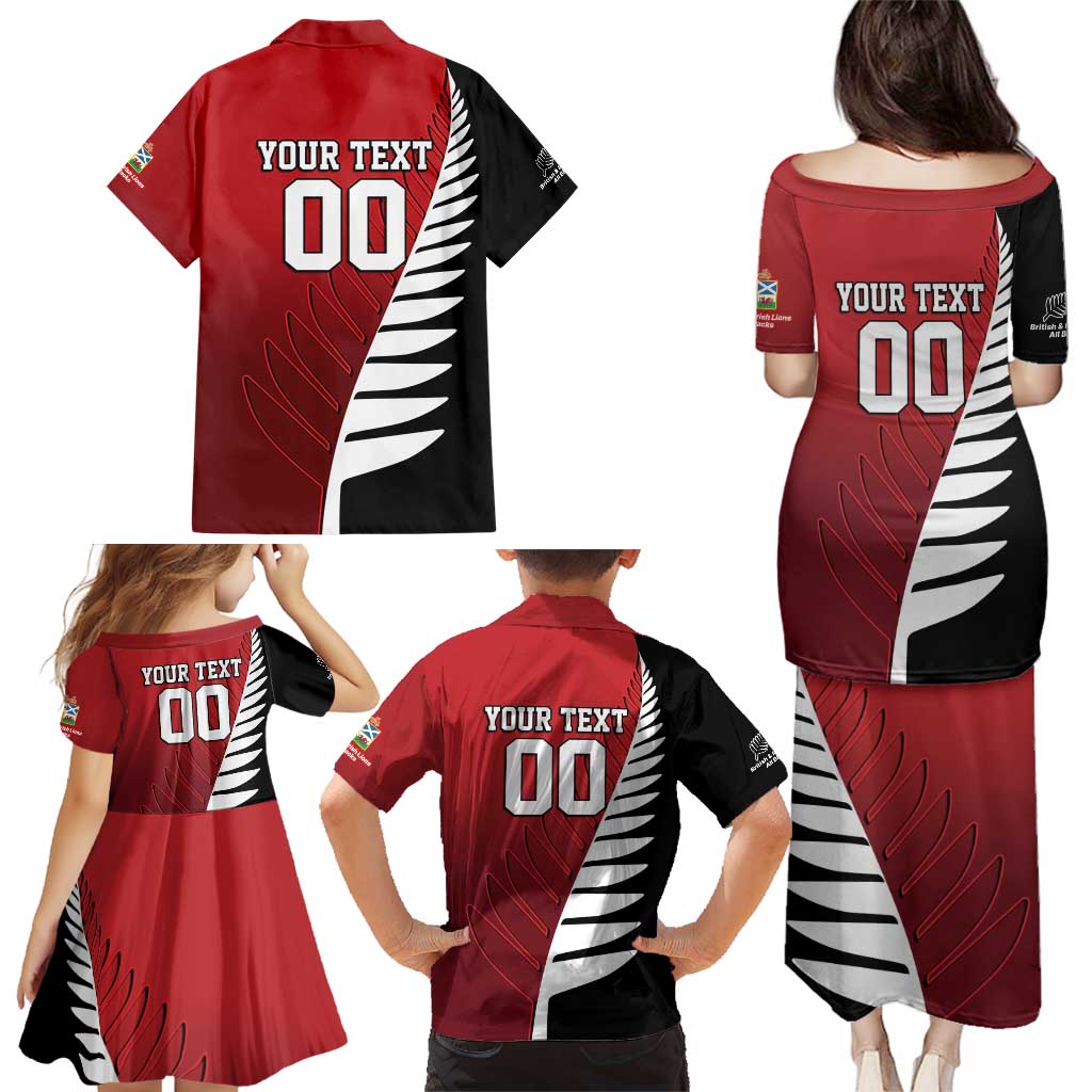 Custom British Lions New Zealand Family Matching Puletasi and Hawaiian Shirt Half Black Fern